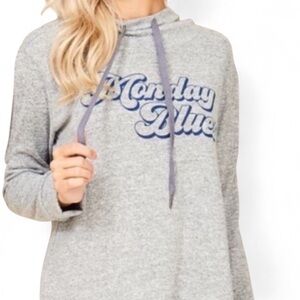 “Monday Blues” Graphic Hooded Sweatshirt‎